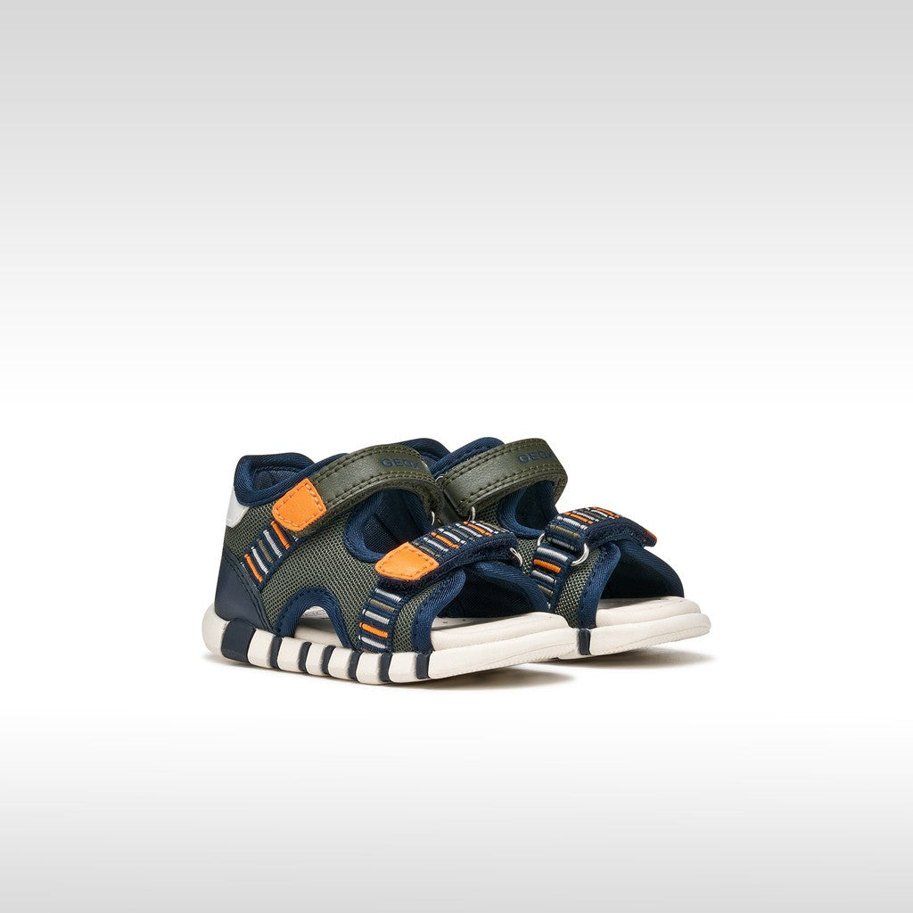 Geox sandale baieti Iupidoo Baby cu varf deschis 18-26 Dark green/Orange