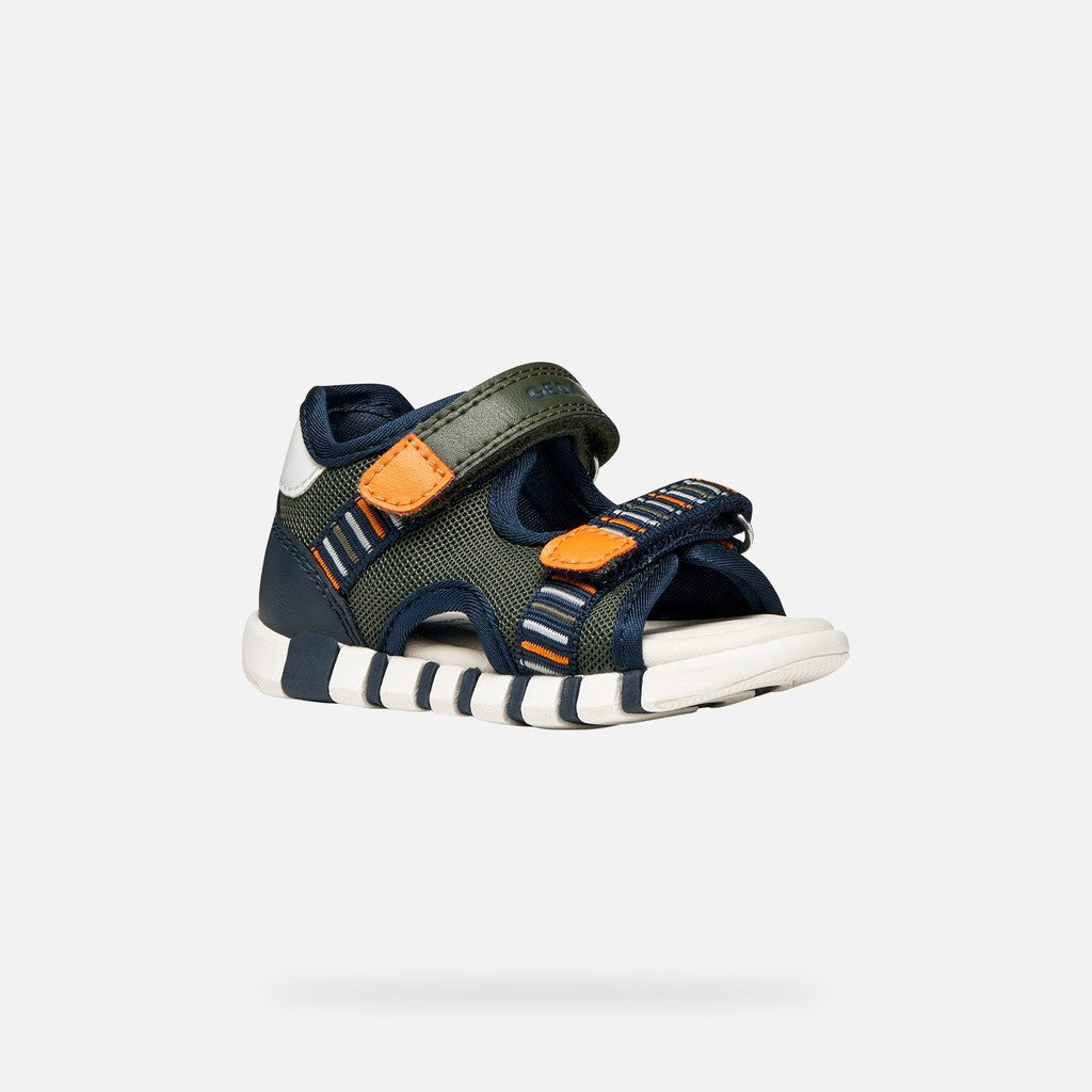 Geox sandale baieti Iupidoo Baby cu varf deschis 18-26 Dark green/Orange Imagine principală a produsului