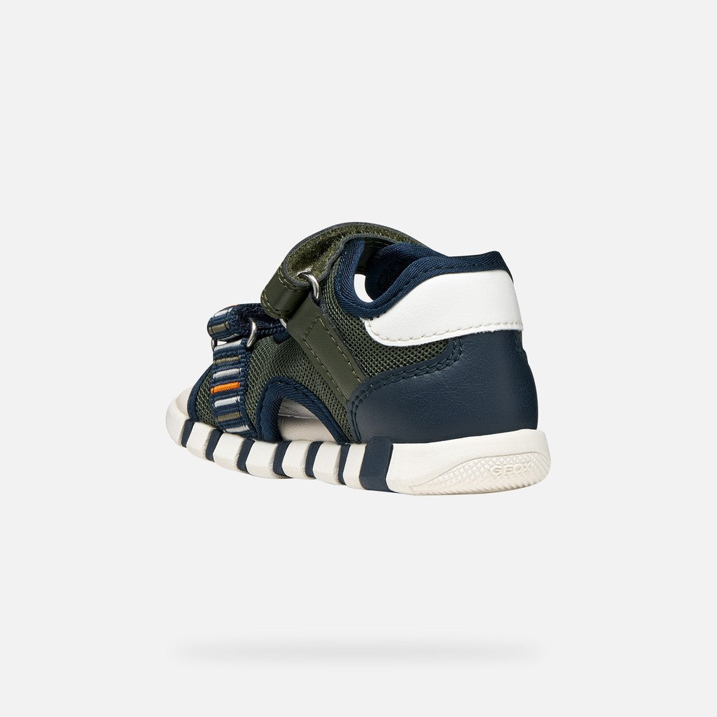 Geox sandale baieti Iupidoo Baby cu varf deschis 18-26 Dark green/Orange