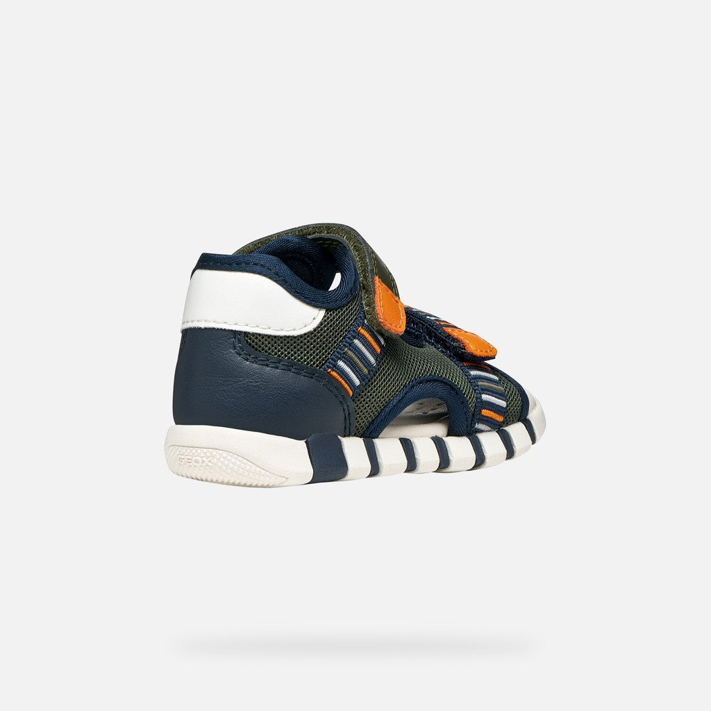 Geox sandale baieti Iupidoo Baby cu varf deschis 18-26 Dark green/Orange