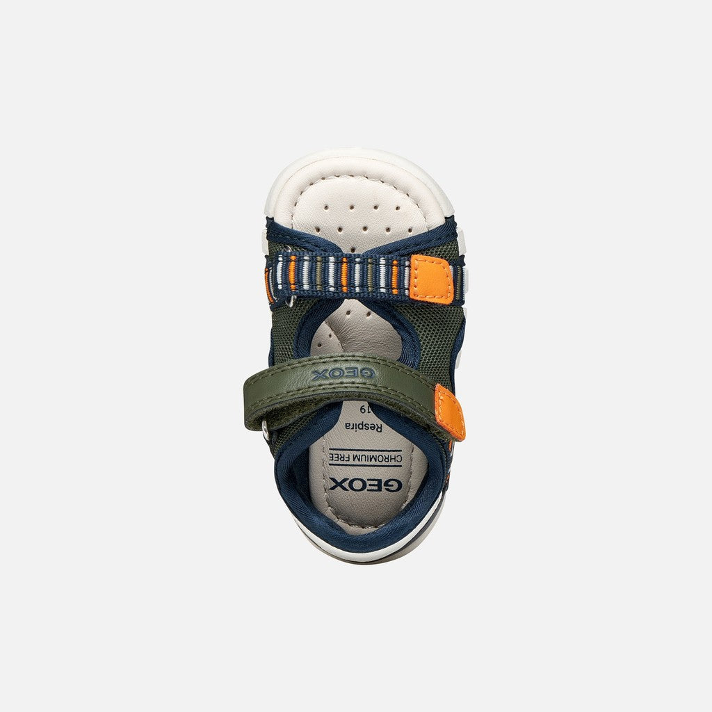 Geox sandale baieti Iupidoo Baby cu varf deschis 18-26 Dark green/Orange