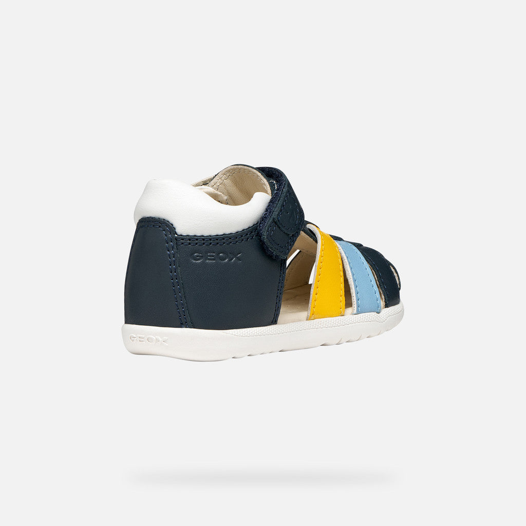 Geox sandale baieti Primii Pasi 18-26 Macchia Navy/Dark Yellow