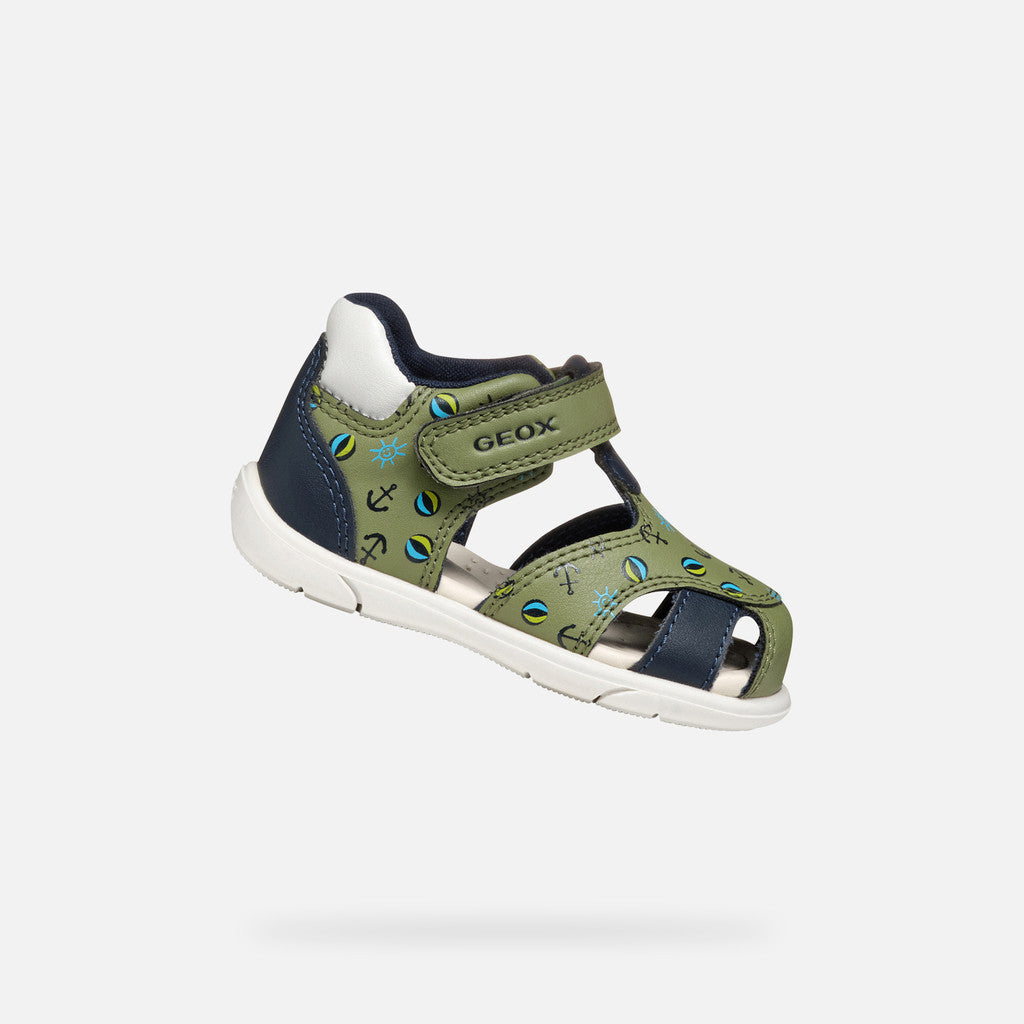Geox sandale baieti Zapito Baby 18-26 Pistachio/Navy cu ancora
