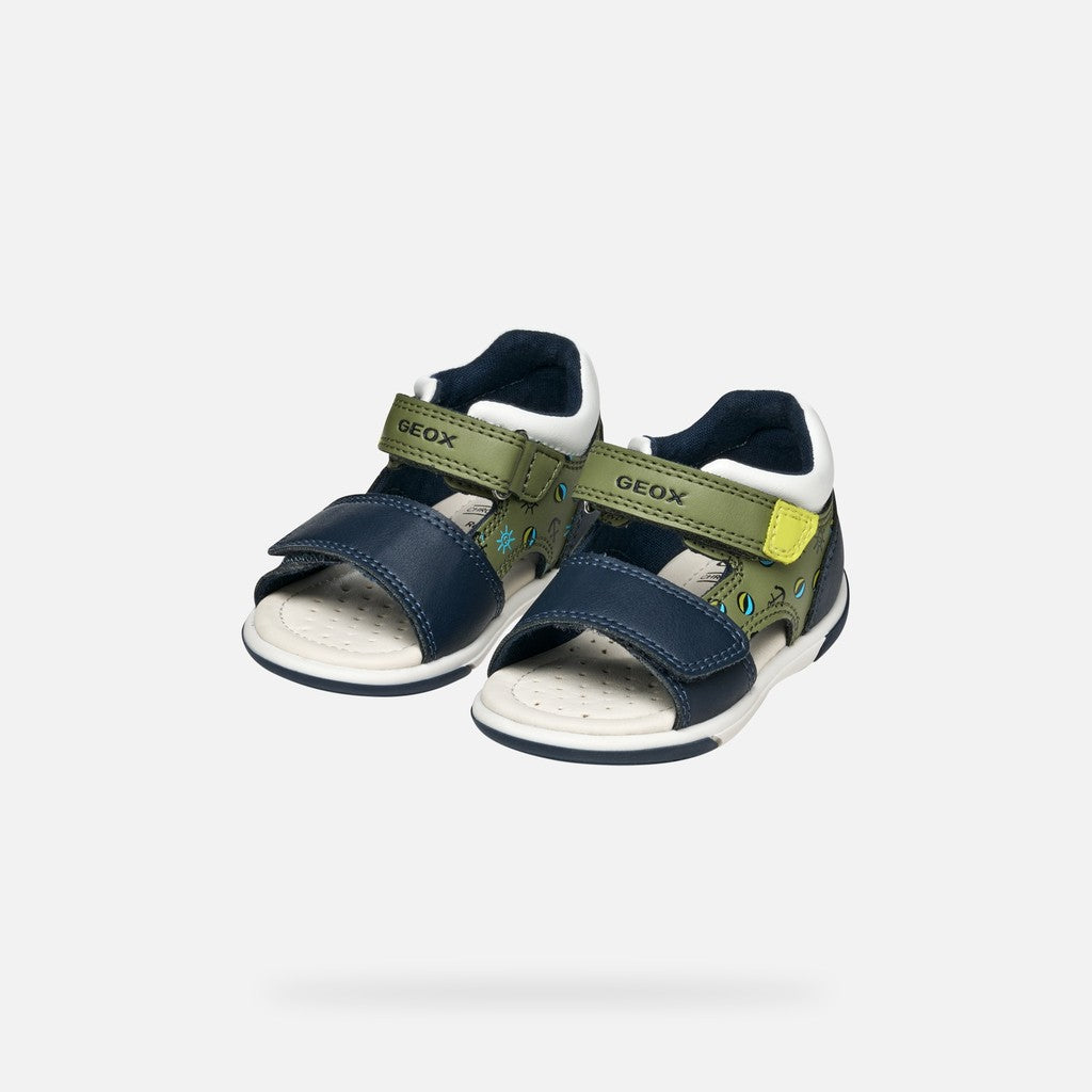 Geox sandale baieti Zapito Baby cu varf deschis 18-26 Pistachio/Navy cu ancora