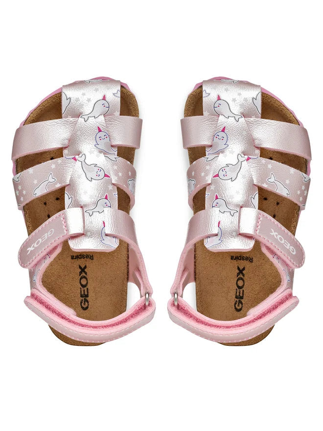Geox sandale fete 20-23 Chalki Light pink cu balena alba