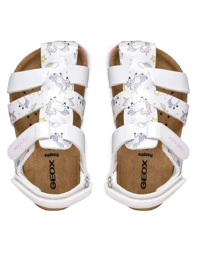 Geox sandale fete 20-23 Chalki White cu unicorn