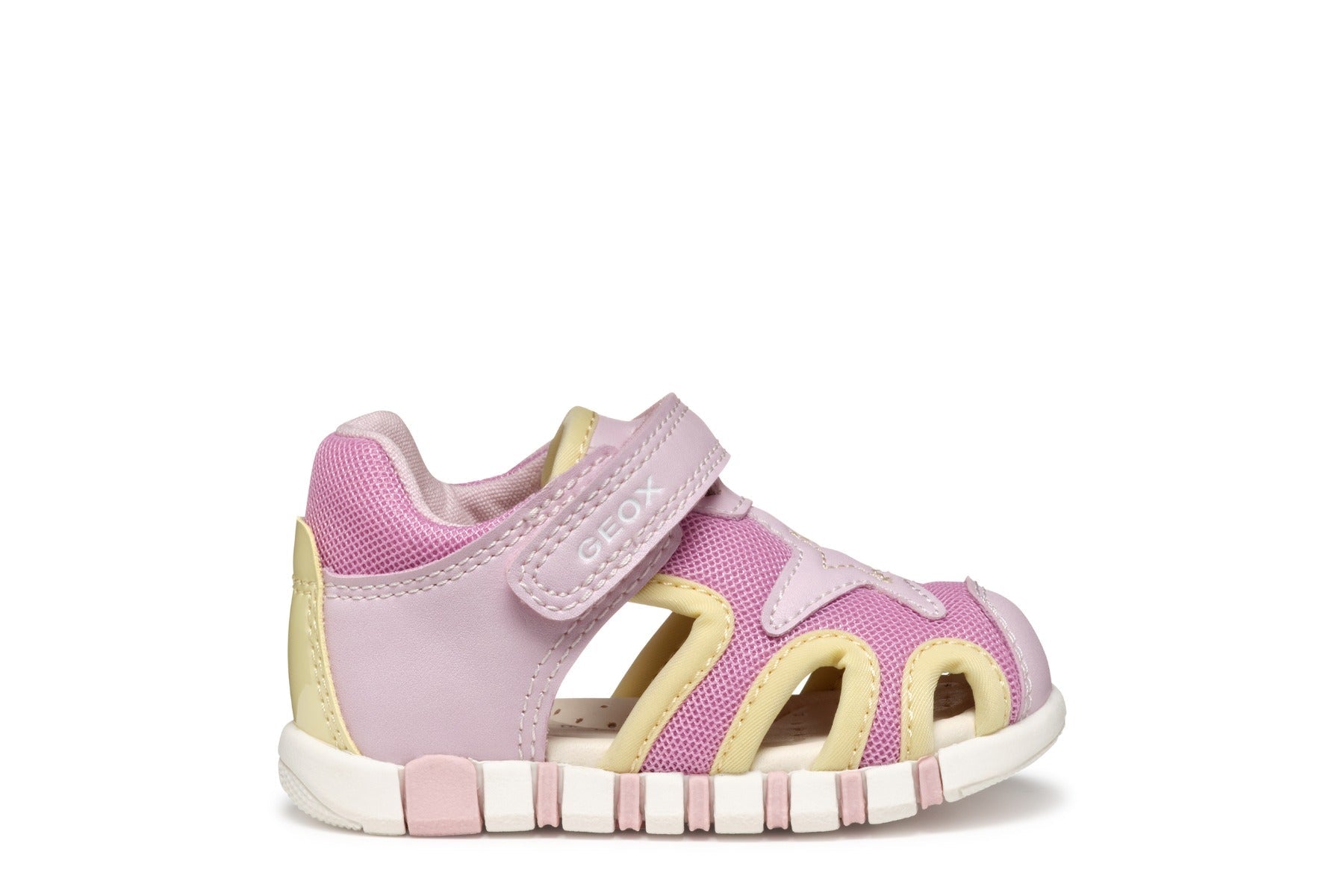 Geox sandale fete cu panza 18-26 Iupidoo Pink/Light Yellow cu stea Imagine secundară a produsului