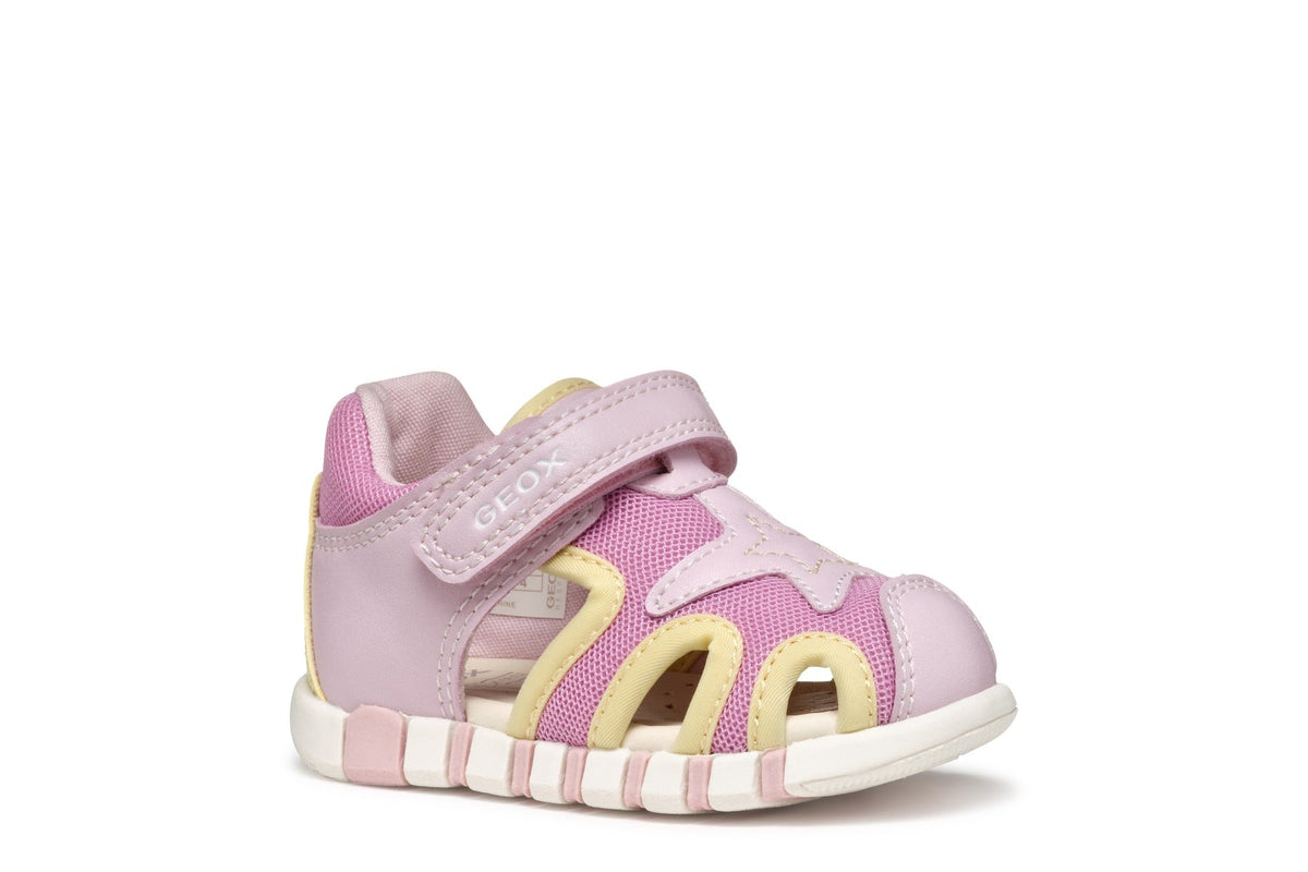 Geox sandale fete cu panza 18-26 Iupidoo Pink/Light Yellow cu stea Imagine principală a produsului