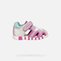 Geox sandale fete cu panza 18-26 Lupidoo White/Fuchsia cu stea