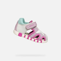 Geox sandale fete cu panza 18-26 Lupidoo White/Fuchsia cu stea