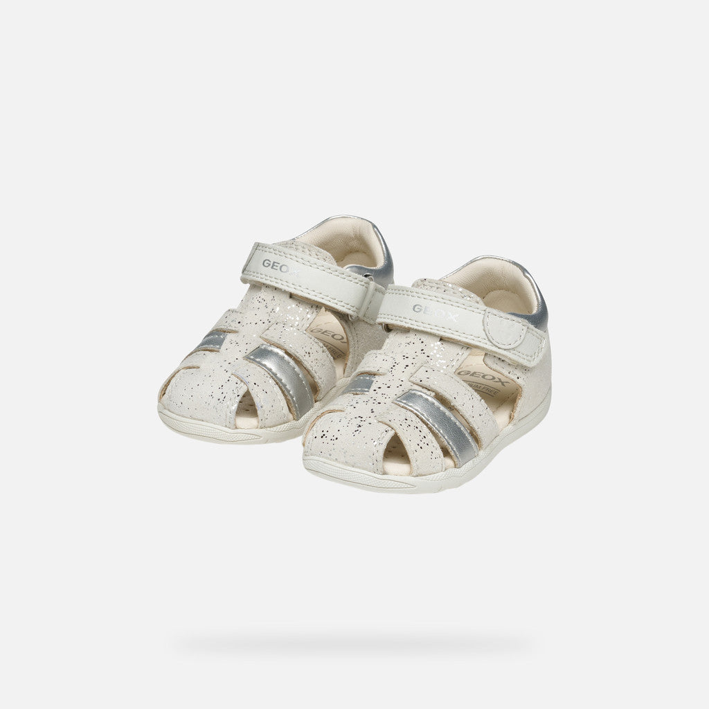 Geox sandale fete cu scai 18-26 Macchia White/Silver