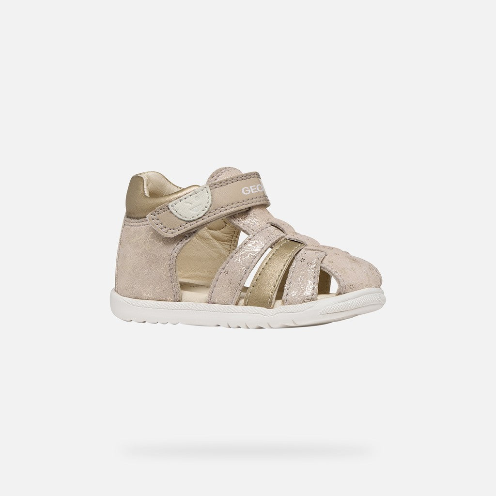 Geox sandale fete Macchia Baby 18-26 Beige/Platinum cu flori Imagine principală a produsului