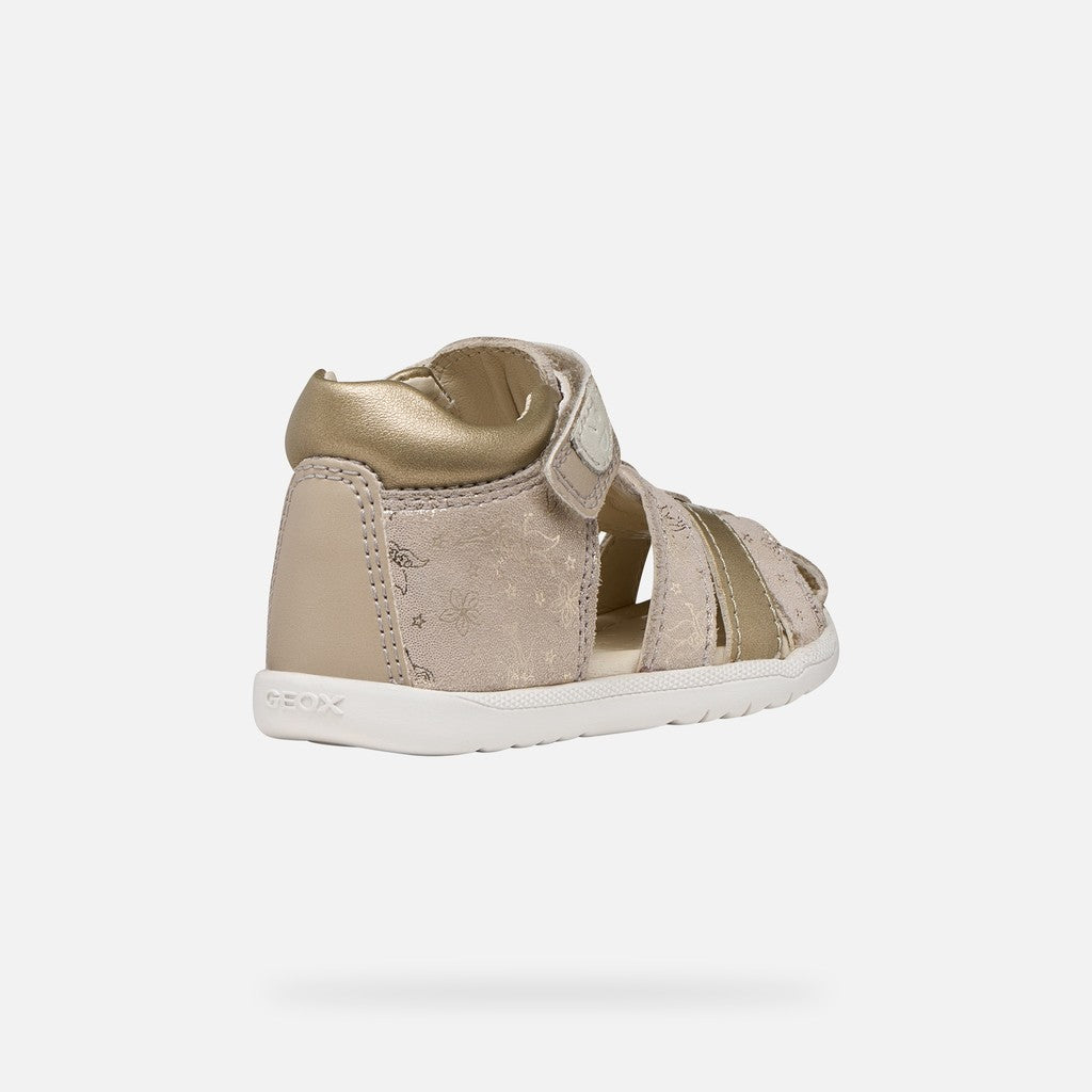 Geox sandale fete Macchia Baby 18-26 Beige/Platinum cu flori