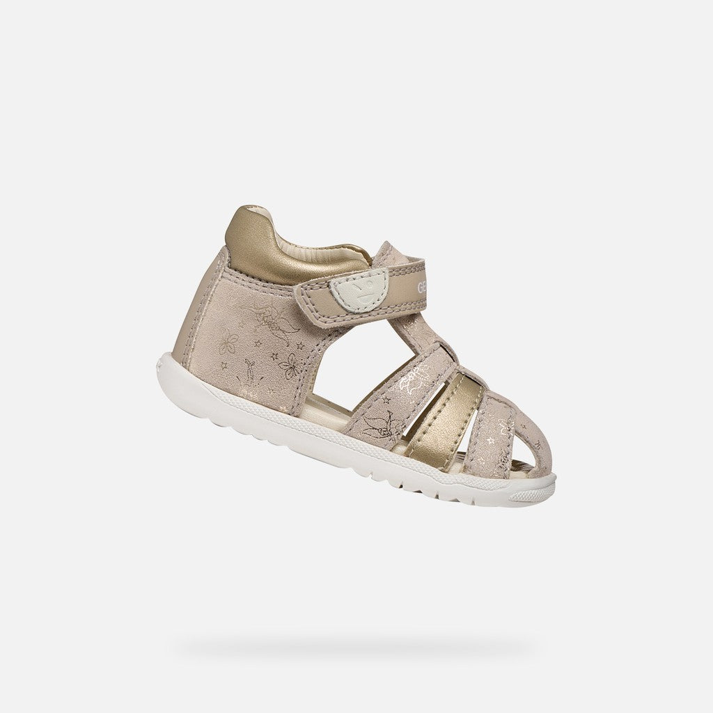 Geox sandale fete Macchia Baby 18-26 Beige/Platinum cu flori