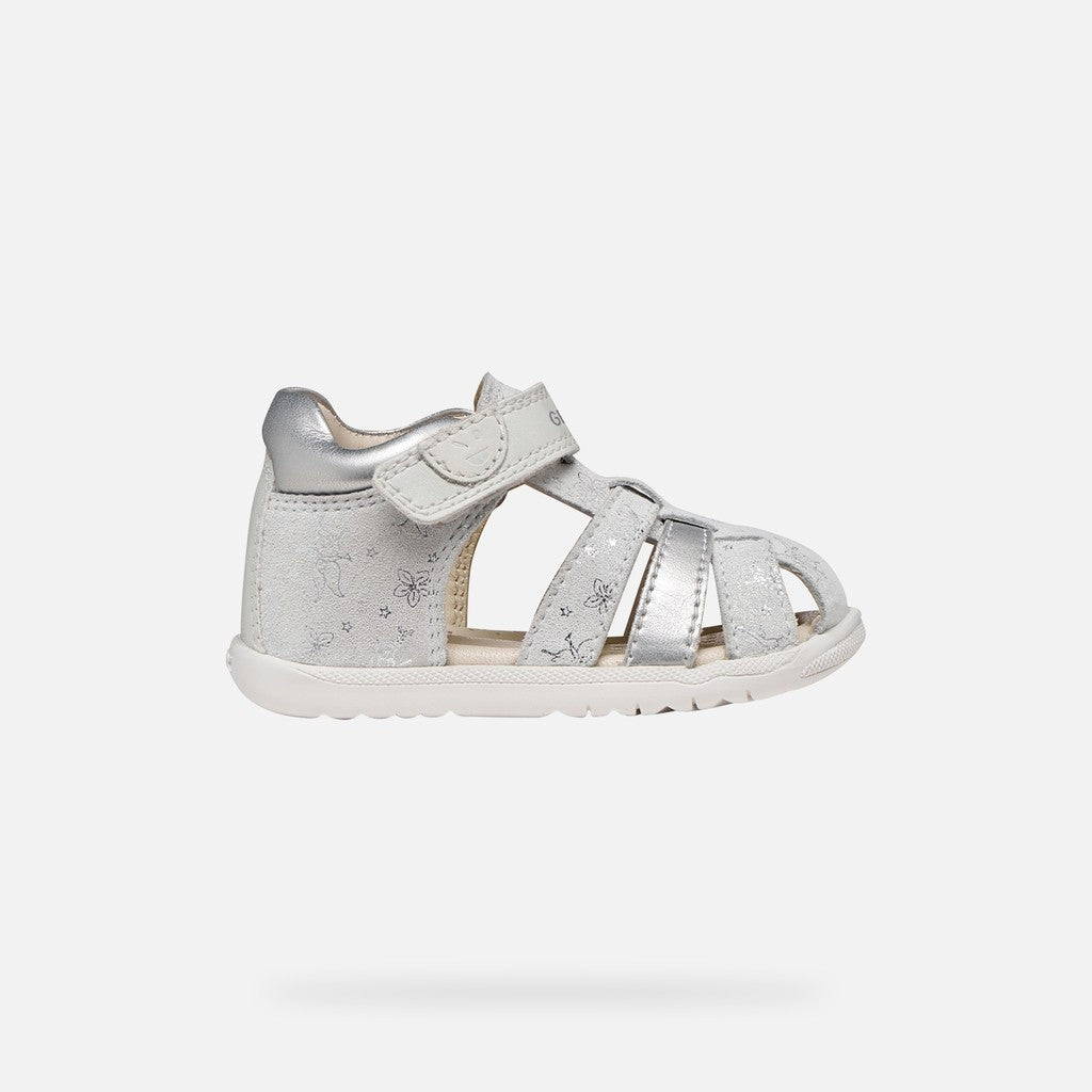 Geox sandale fete Macchia Baby 18-26 White/Silver cu flori Imagine secundară a produsului