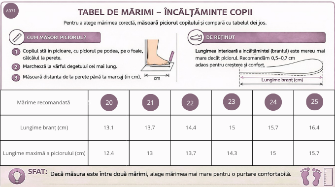 Ghid de mărimi D.D.Step ghete fete imblanite 20-31 Hot Pink cu ustensile bucatarie