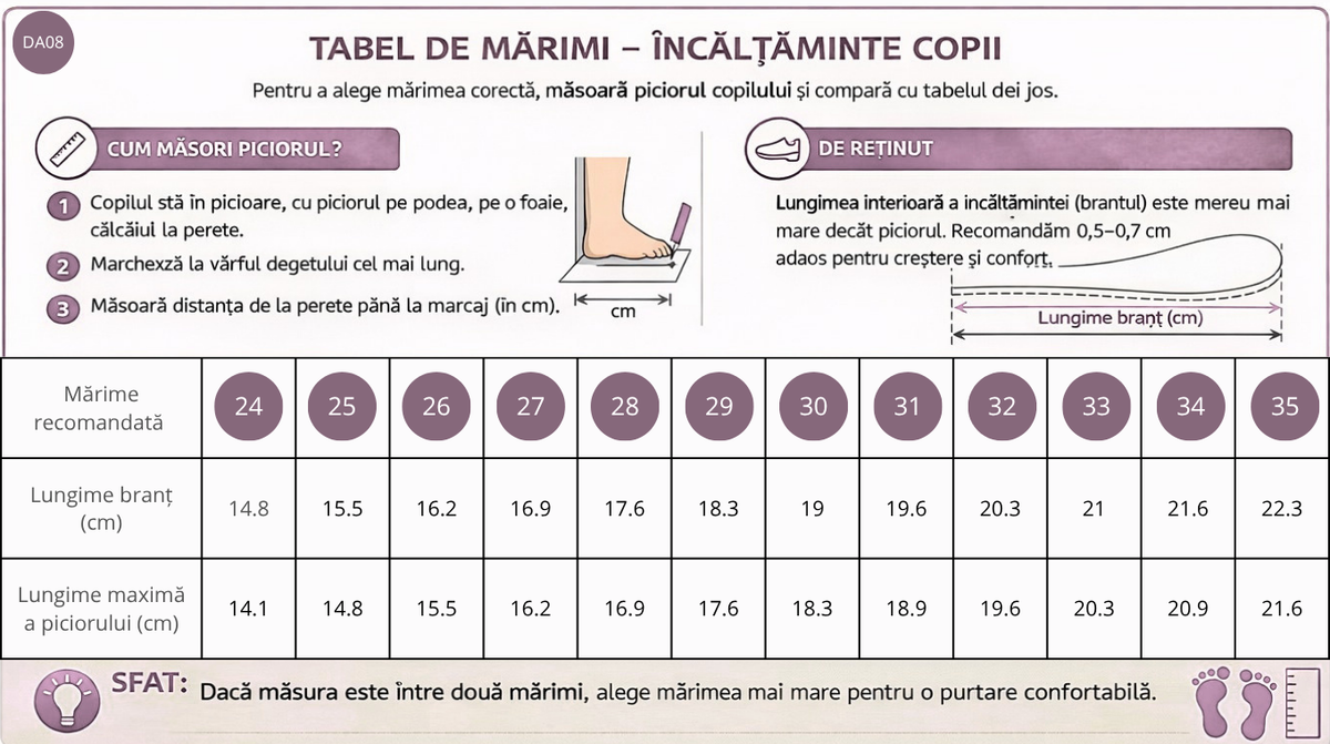 Ghid de mărimi D.D.Step pantofi fete decupati Ponte20 supinati 30-35 Silver cu fluturasi