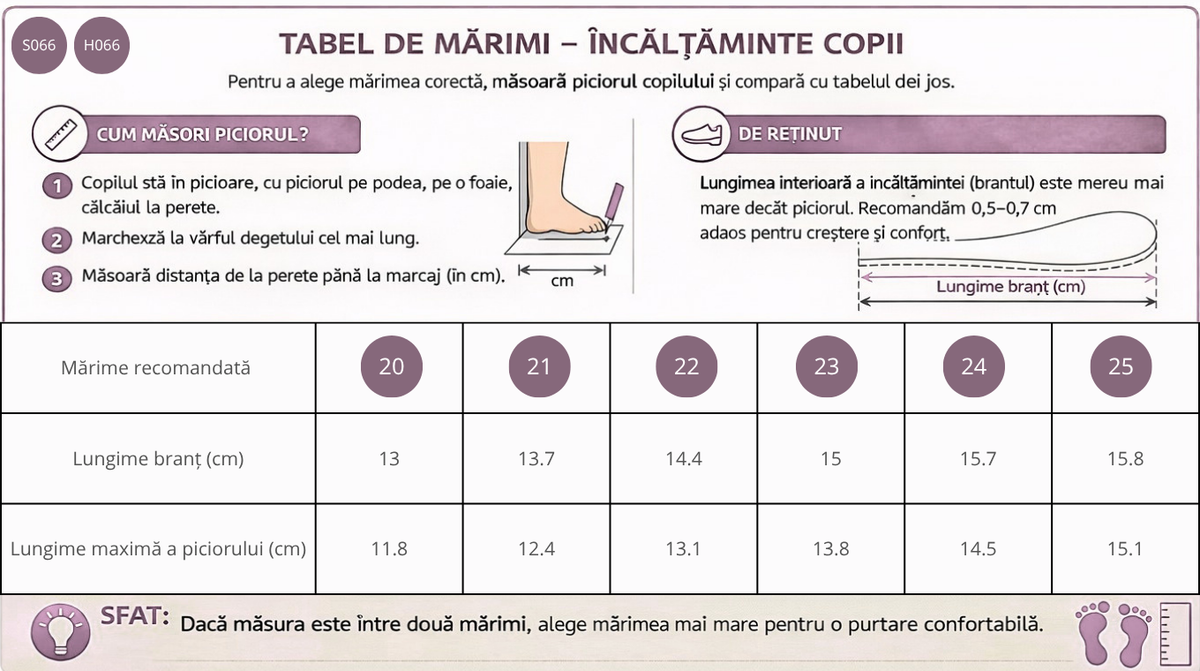 Ghid de mărimi D.D.Step pantofi baieti Primii Pasi 20-25 Dark Grey cu sarpe