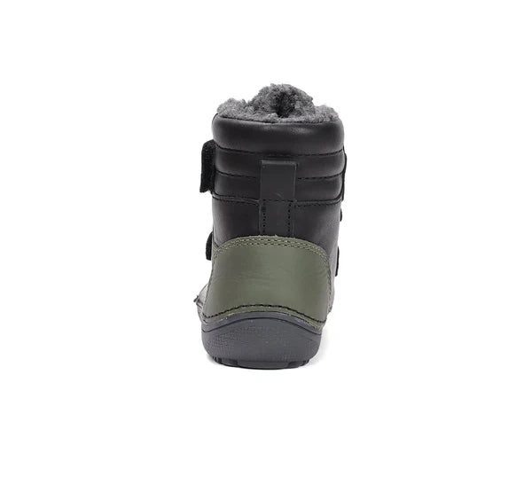 D.D.Step ghete baieti Barefoot captusite 25-30 Black cu vernil