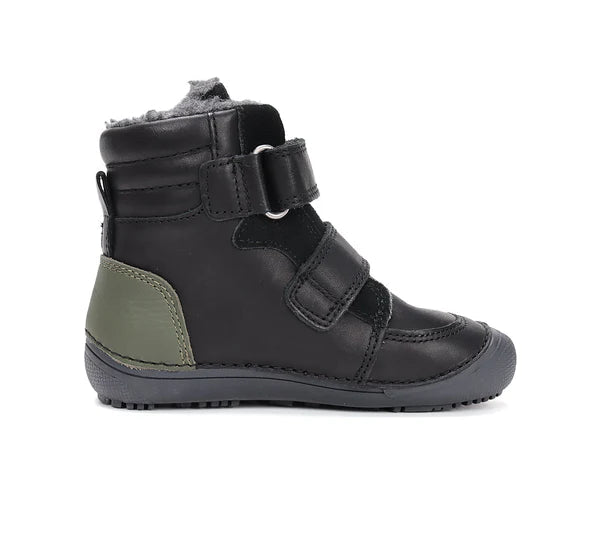 D.D.Step ghete baieti Barefoot captusite 25-30 Black cu vernil
