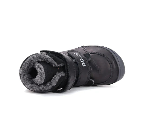 D.D.Step ghete baieti Barefoot captusite 25-30 Black cu vernil