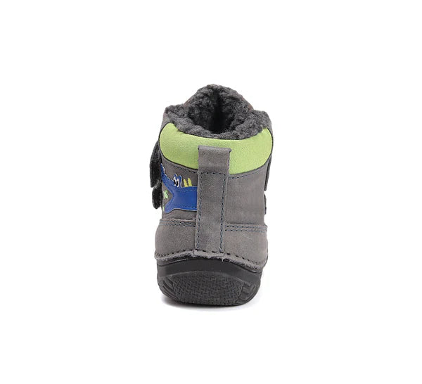 D.D.Step ghete baieti imblanite cu talpa fluorescenta 20-25 Dark Grey cu crocodil si pesti