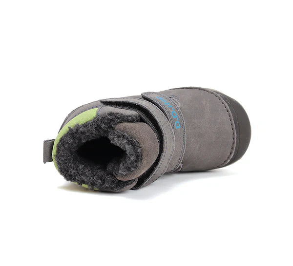 D.D.Step ghete baieti imblanite cu talpa fluorescenta 20-25 Dark Grey cu crocodil si pesti