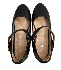 Luszi balerini fete cu toc mic si bareta cu floare 30-36 Black