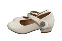 Luszi balerini fete cu toc mic si bareta cu floare 30-36 White