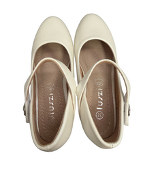 Luszi balerini fete cu toc mic si bareta cu floare 30-36 White