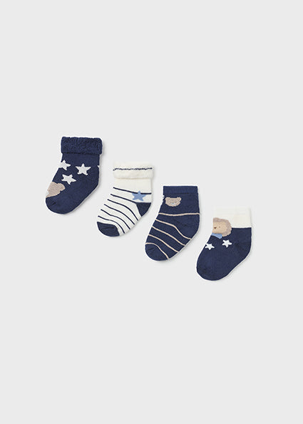 Mayoral 4 perechi de sosete baieti cu bumbac 0-18 luni, Navy blue Imagine principală a produsului
