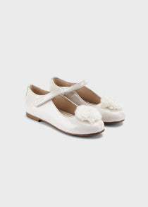 Mayoral balerini fetite cu pom pom 19-25, Off-white