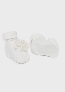 Mayoral set fete bentita si sosete cu flori  0-18 luni Off-white