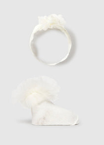 Mayoral set fete sosete cu bentita 0-18 luni Off-white