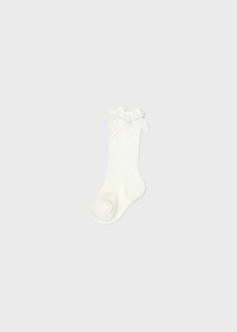 Mayoral sosete fete lungi cu fundita 0-18 luni, Off-white