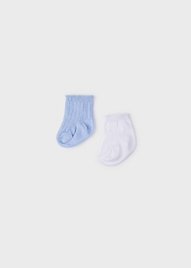 Mayoral set 2 sosete baieti basic 0-18 luni, Sky 9474-092 01