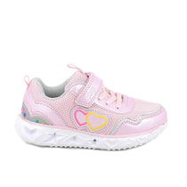 Primigi pantofi fete sport cu LED 27-32 Pink-Pearled Pink cu inimioare