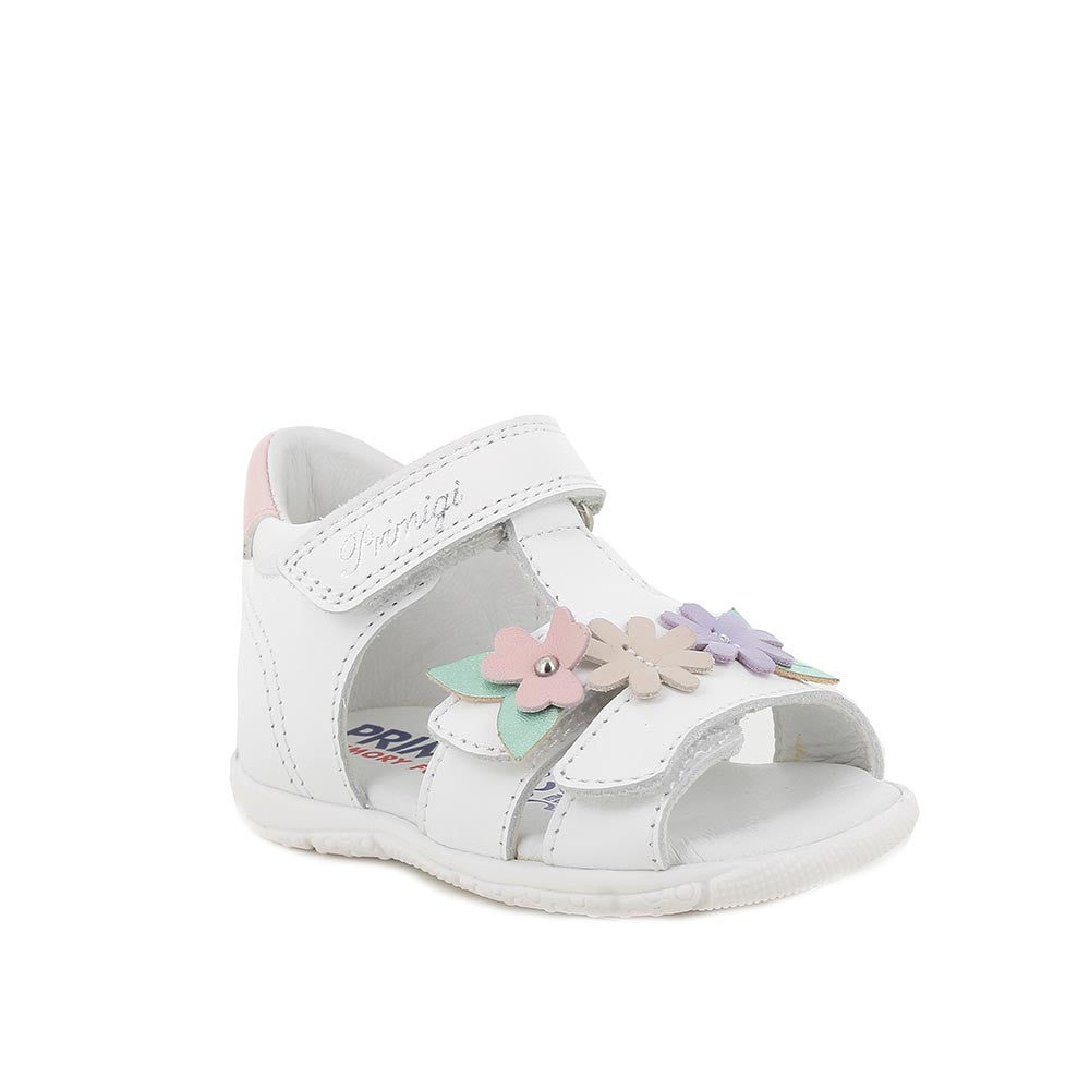 Primigi sandale fete piele Primii Pasi 18-25 Bianco cu floricele