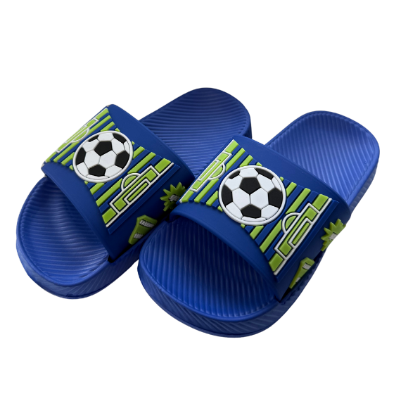 Super Cool papuci baieti 24-35 Royal Blue cu fotbal Imagine principală a produsului