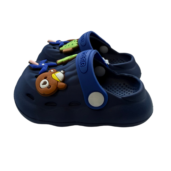 Super Cool papuci baieti tip saboti 18-23, Dark Blue cu ursulet Imagine secundară a produsului