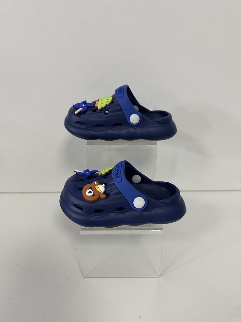 Super Cool papuci baieti tip saboti 18-23, Dark Blue cu ursulet