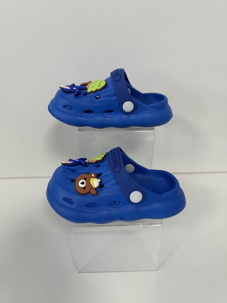 Super Cool papuci baieti tip saboti 18-23, Light Blue cu ursulet Imagine principală a produsului