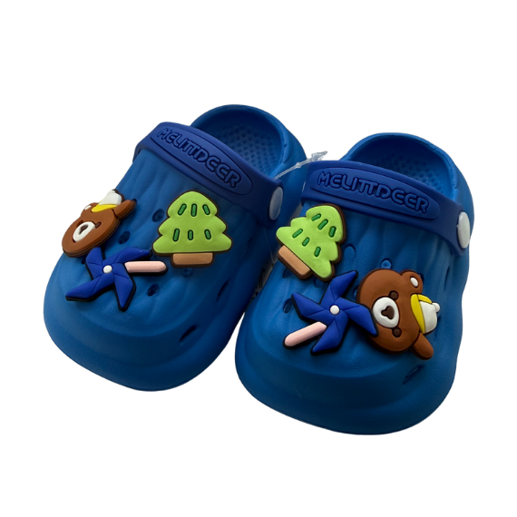 Super Cool papuci baieti tip saboti 18-29, Blue cu ursulet