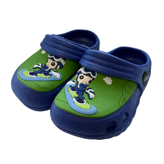 Super Cool papuci baieti tip saboti 19-23 Royal Blue cu baiat pe surf