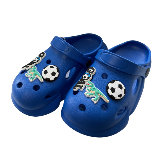 Super Cool papuci baieti tip saboti 30-35 Light Blue cu dino si minge