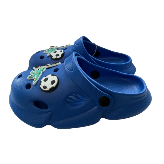 Super Cool papuci baieti tip saboti 30-35 Light Blue cu dino si minge