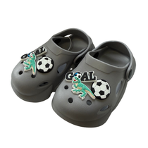 Super Cool papuci baieti tip saboti 24-35 Light Grey cu dino si minge