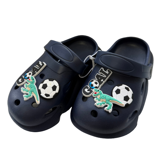 Super Cool papuci baieti tip saboti 24-35 Navy cu dino si minge