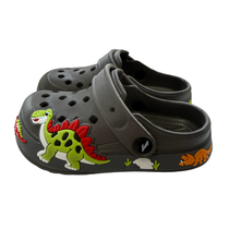 Super Cool papuci baieti tip saboti 30-35 Dark Grey cu dino