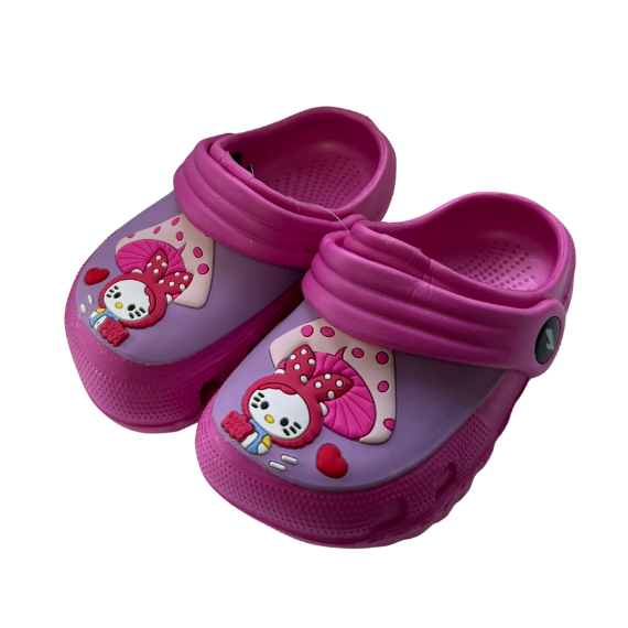 Super Cool papuci fete tip saboti 19-23 Pink cu ciuperca si iepuras Imagine principală a produsului